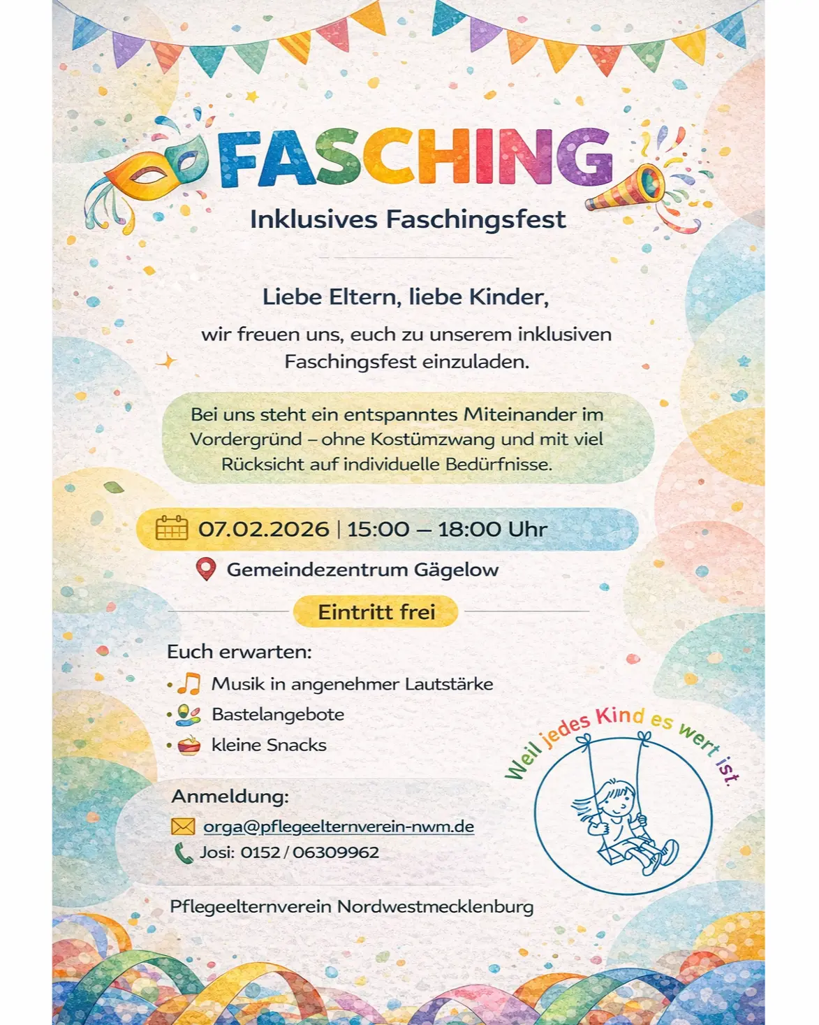 Einladung zum Fasching im Februar 2026.