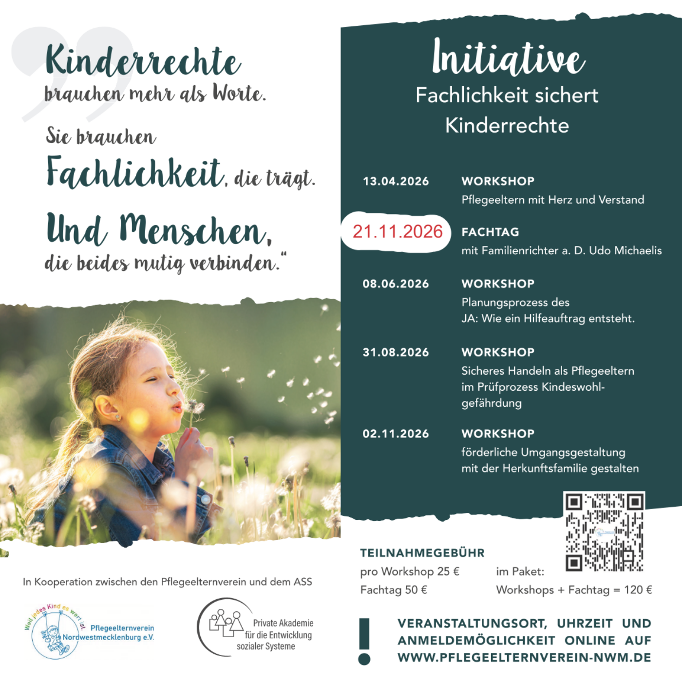 Infoflyer für die Veranstaltungen "Initiative – Fachlichkeit sichert Kinderrechte"