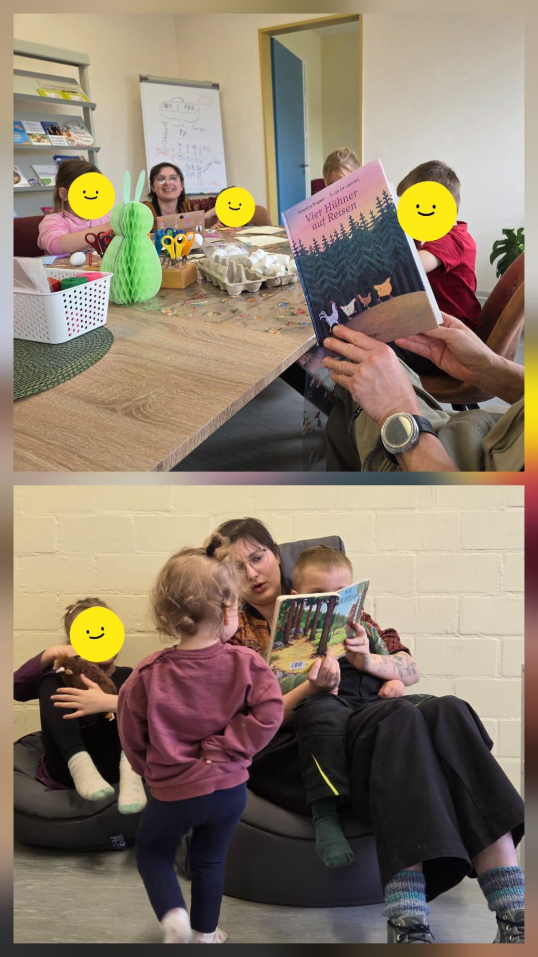 Eindrücke vom Weltkinderbuchtag als Collage.